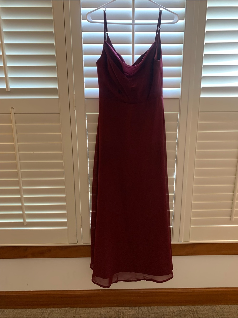 Azazie Strapless Burgundy Cowl Neck Slip Dress